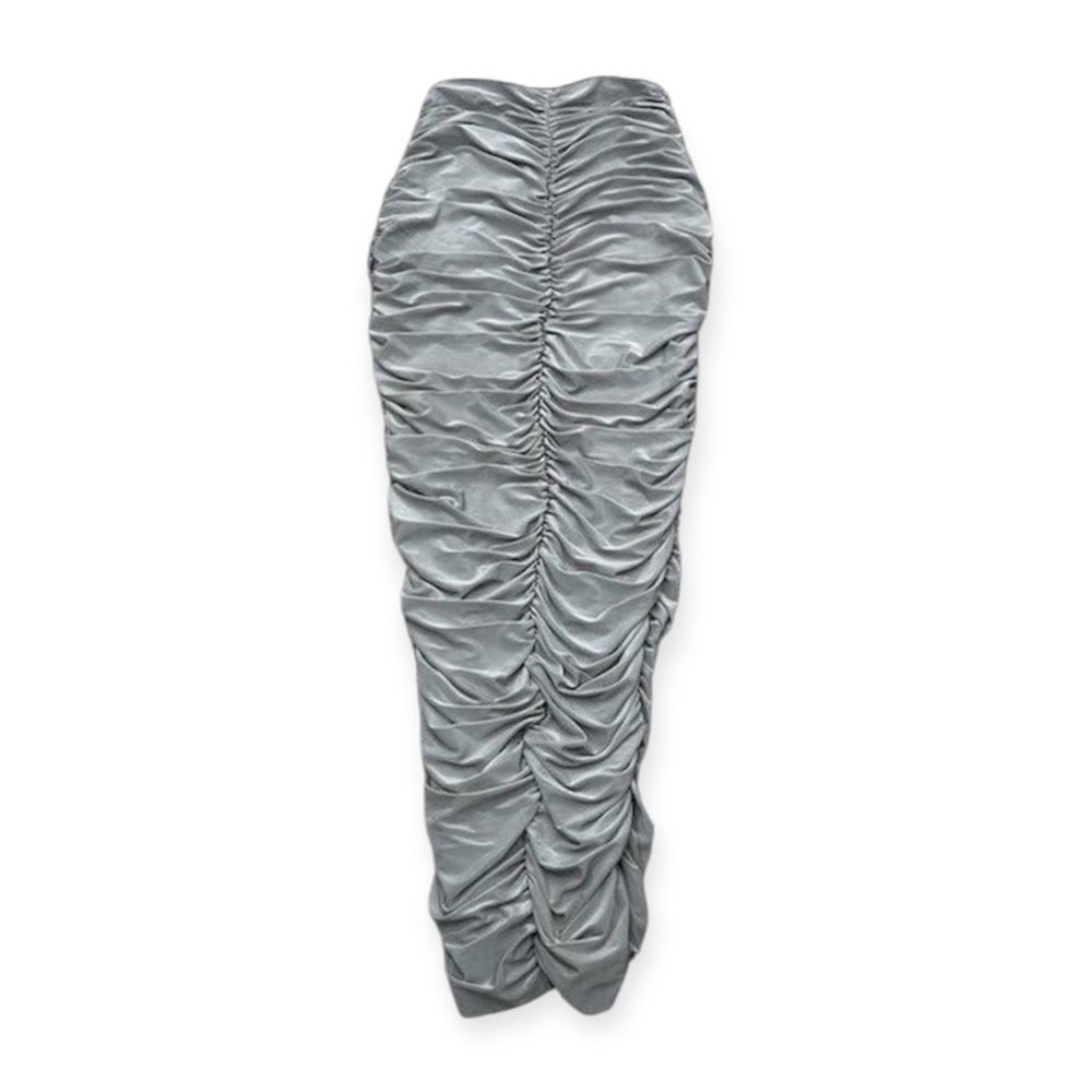naked wardrobe Silver Ruched Midi Skirt